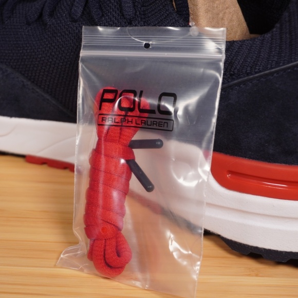 Polo Ralph Lauren Trackster 200II Knit Sneaker Blue Red White Size 10D Brand New main image 14